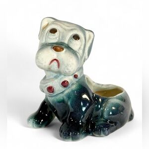 Vintage 1940-50s Bulldog Boxer sad puppy dog eyes ceramic Planter/Vase